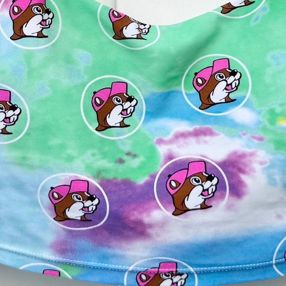 Buc-ee's NEW Tie Dye Logo Cropped Bikini Swim Top Size Medium - Picture 4 of 6